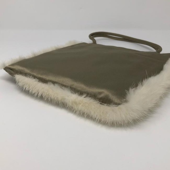 PRADA Silver Satin and Mink-Trimmed Small Mini Handbag Raso Evening Bag - Picture 4 of 11